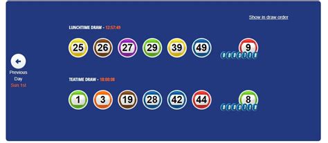 UK 49s Lunchtime results 2019 .